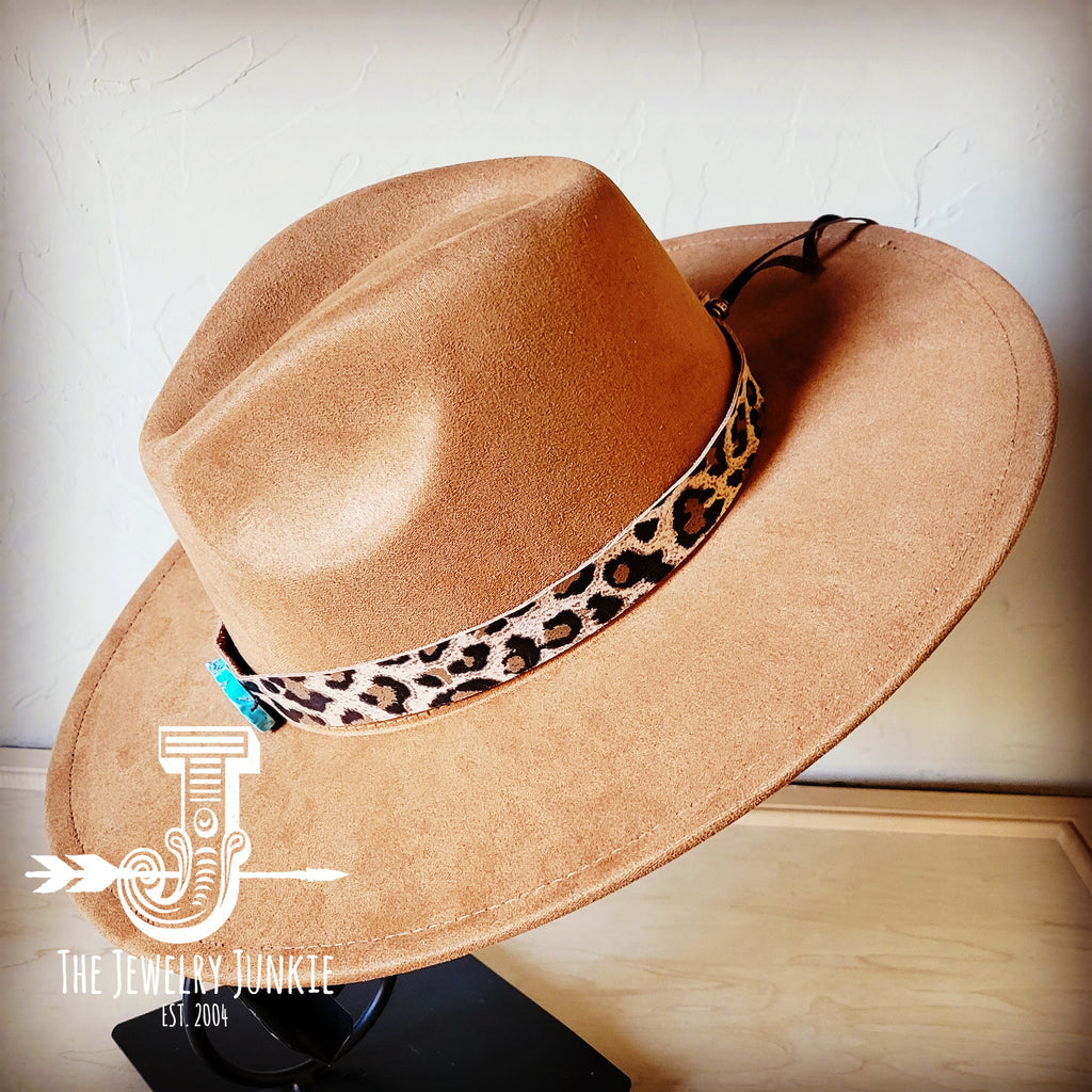 **Bornea Leopard Suede Leather Hat Band Only  w/ Turquoise Slab 951q