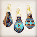 Embossed Leather Key Chain - Blue Navajo 700a