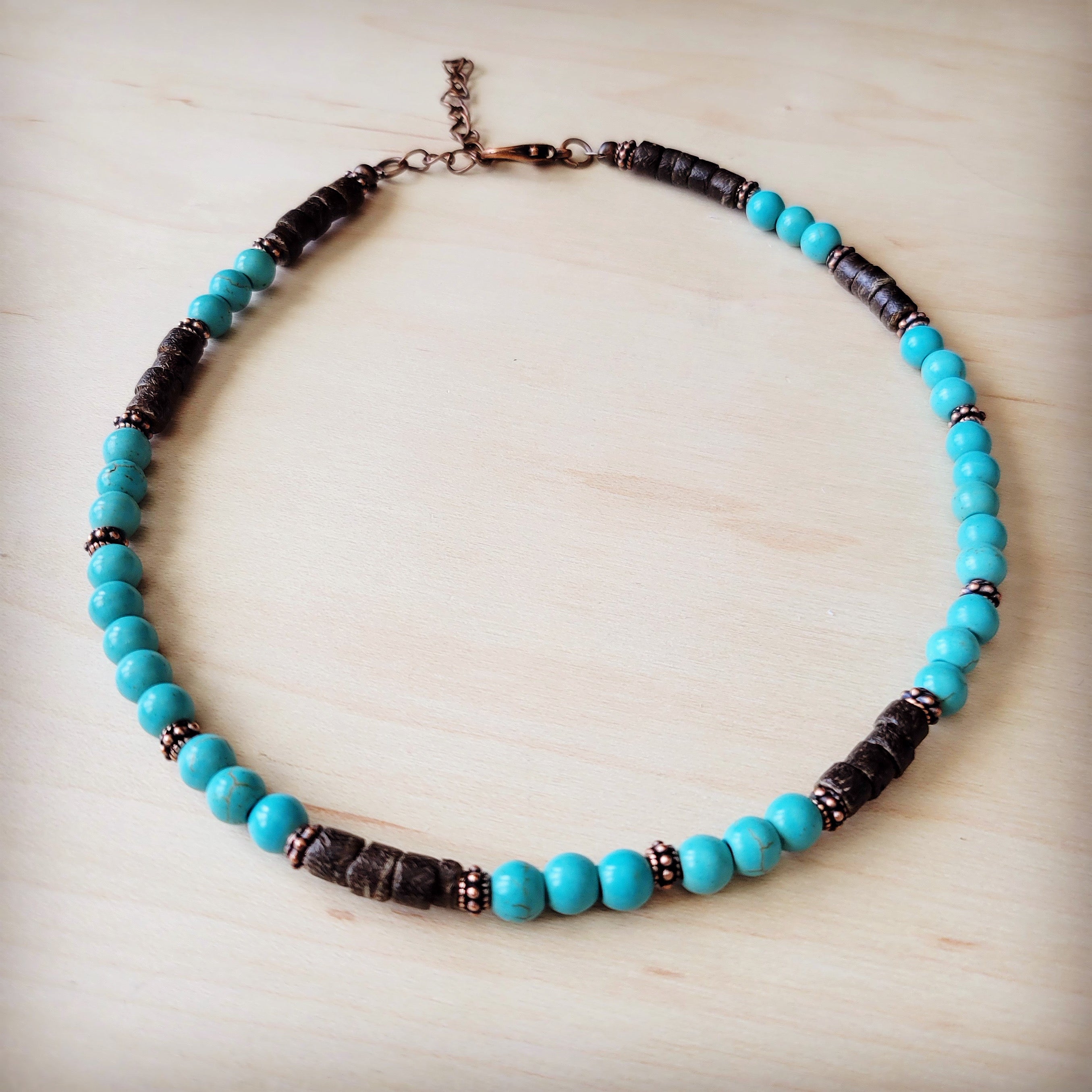 **Natural American Turquoise Beaded Collar Necklace 262f