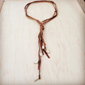 Rustic Knotted Leather Cord Necklace with White Turquoise 263L