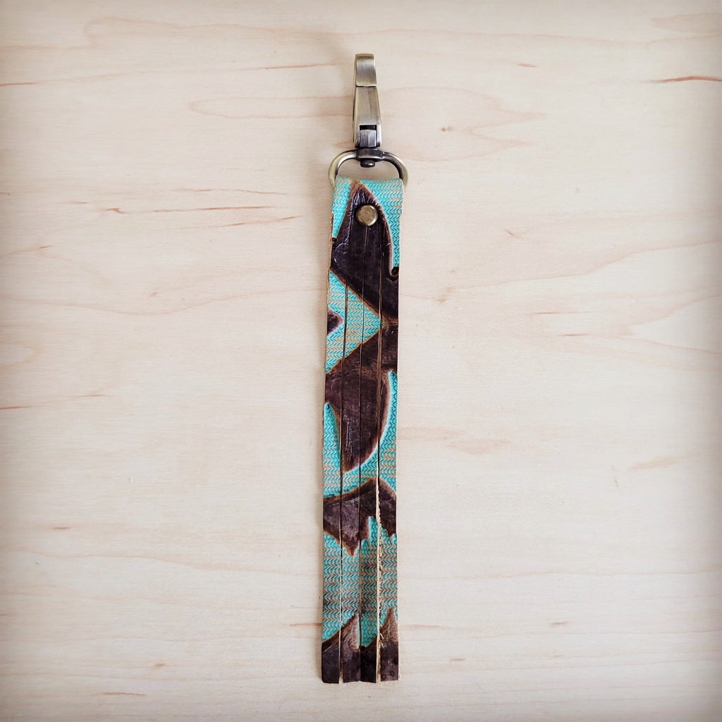Turquoise Laredo Genuine Leather Key Clain/ Purse Clip 703p