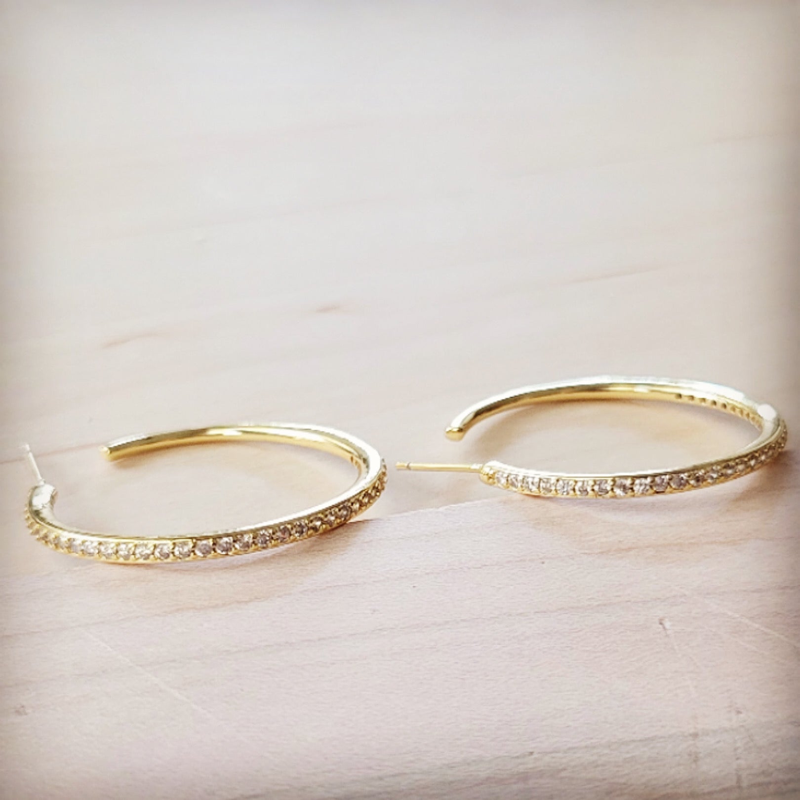 Brilliant Pave-Encrusted Gold Hoop Earrings 219co