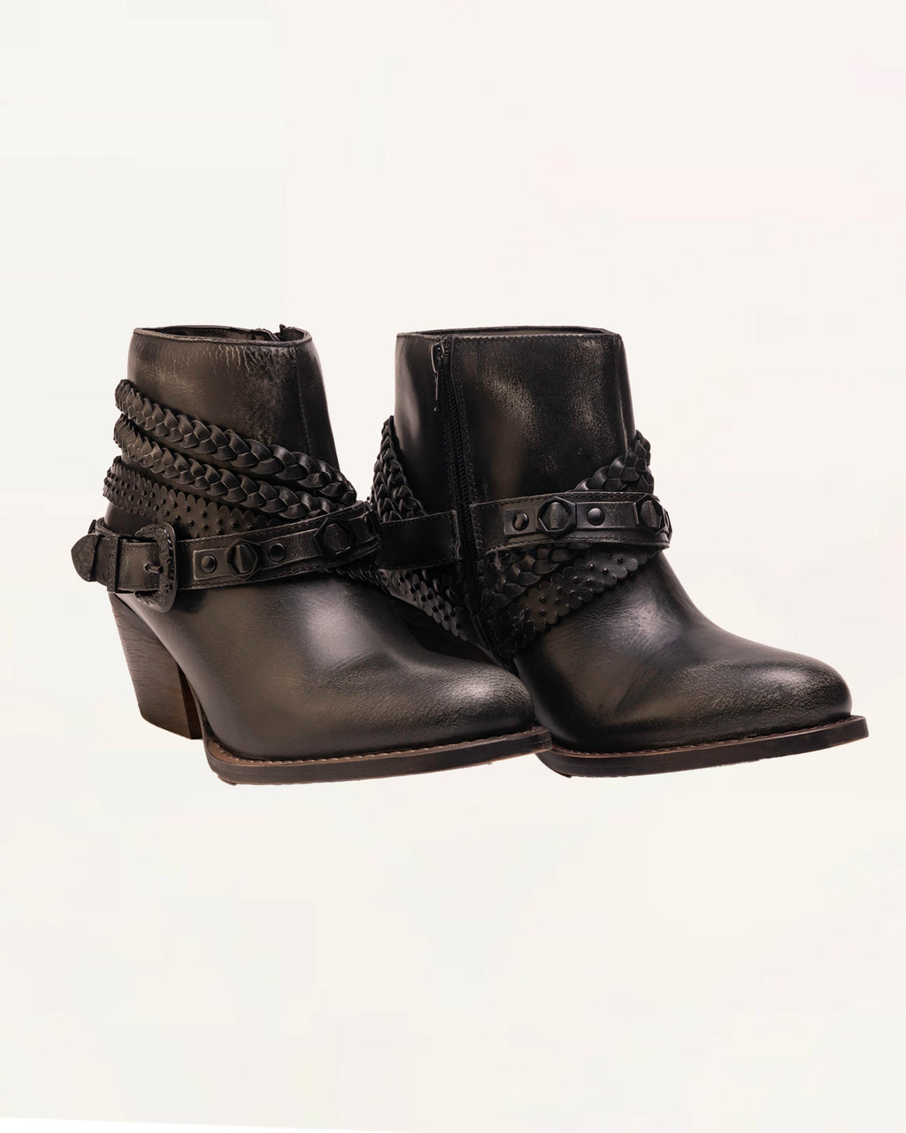 Loyal West Marlene Ankle Booties In Calfskin - Raven