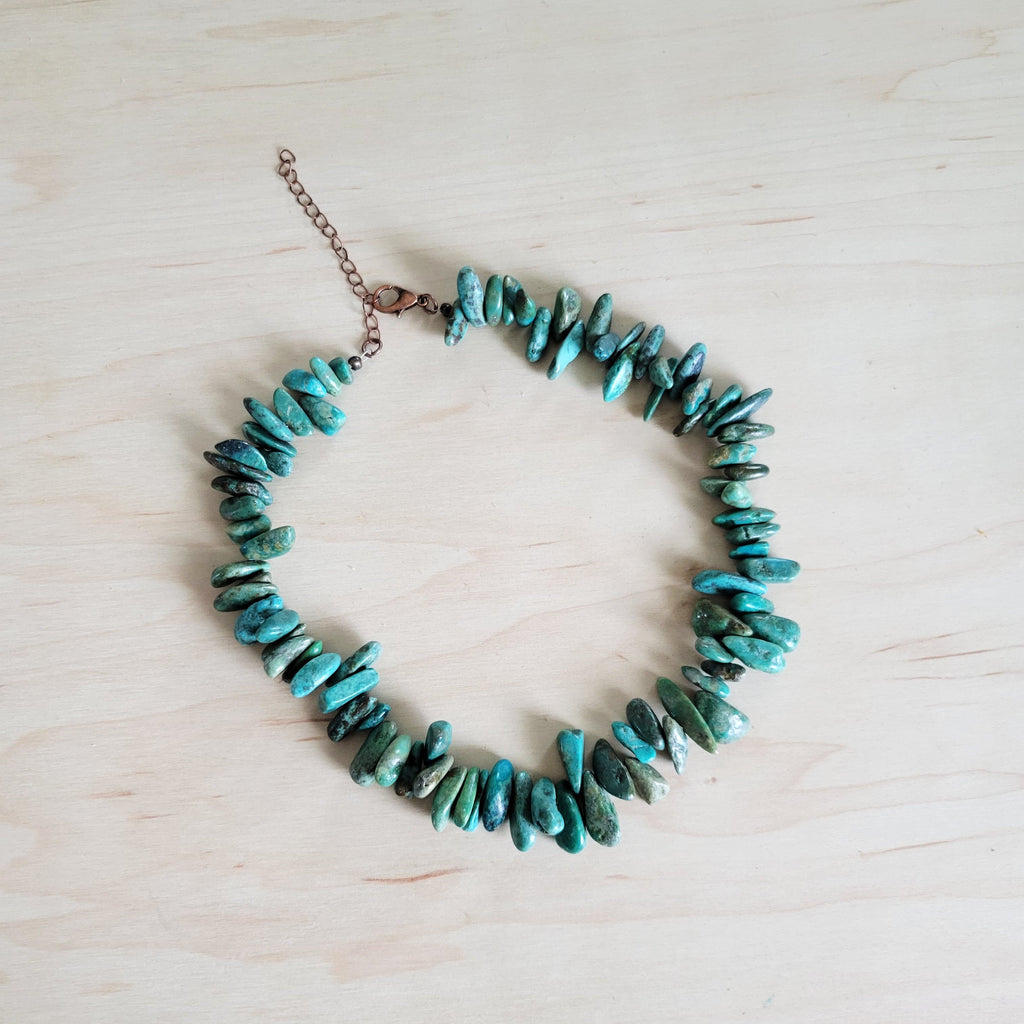 Chunky Genuine Natural Turquoise Beaded Collar Necklace 245b