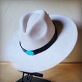Black Leather Hat Band w/ Turquoise Slab + Choice of Boho Hat
