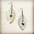 **Leather Oval w/ Turquoise Drop in Light Hair-on-Hide 218d
