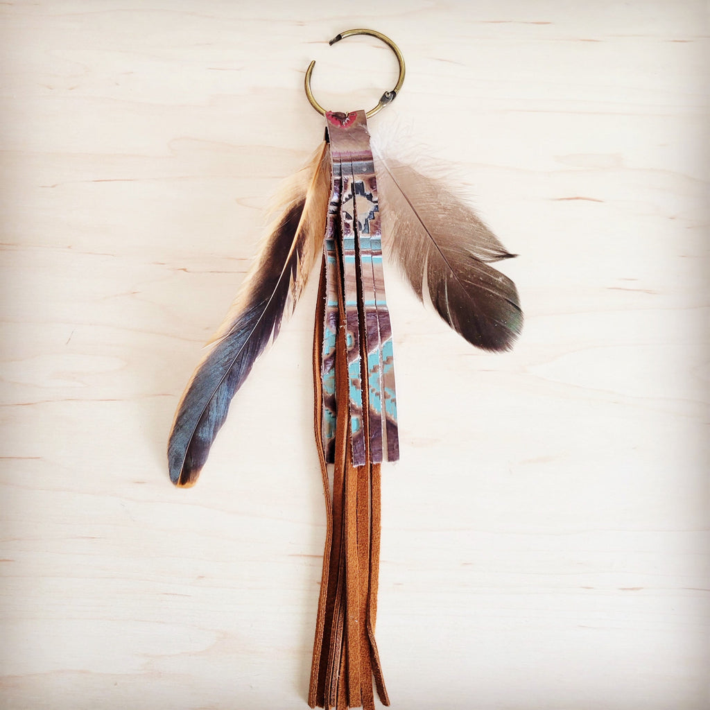 Boho Western Leather Boot Bling Charm w/ Navajo Fringe 500x