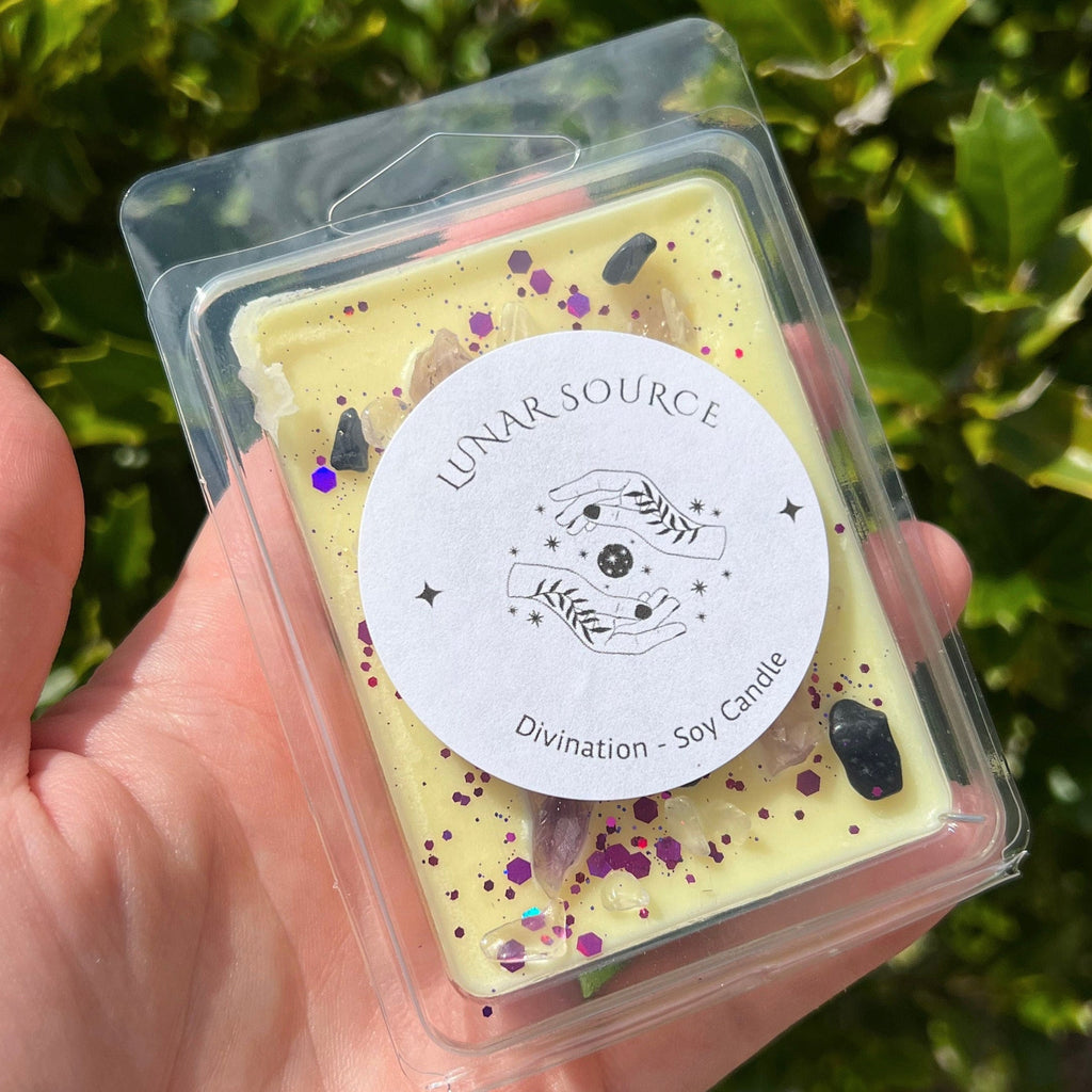 Divination Lemon Lavender Wax Melts Tarot Scrying Intuition Third Eye Herbal Intention Ritual Altar Tool Crystal Spell Witchy Gift Pagan