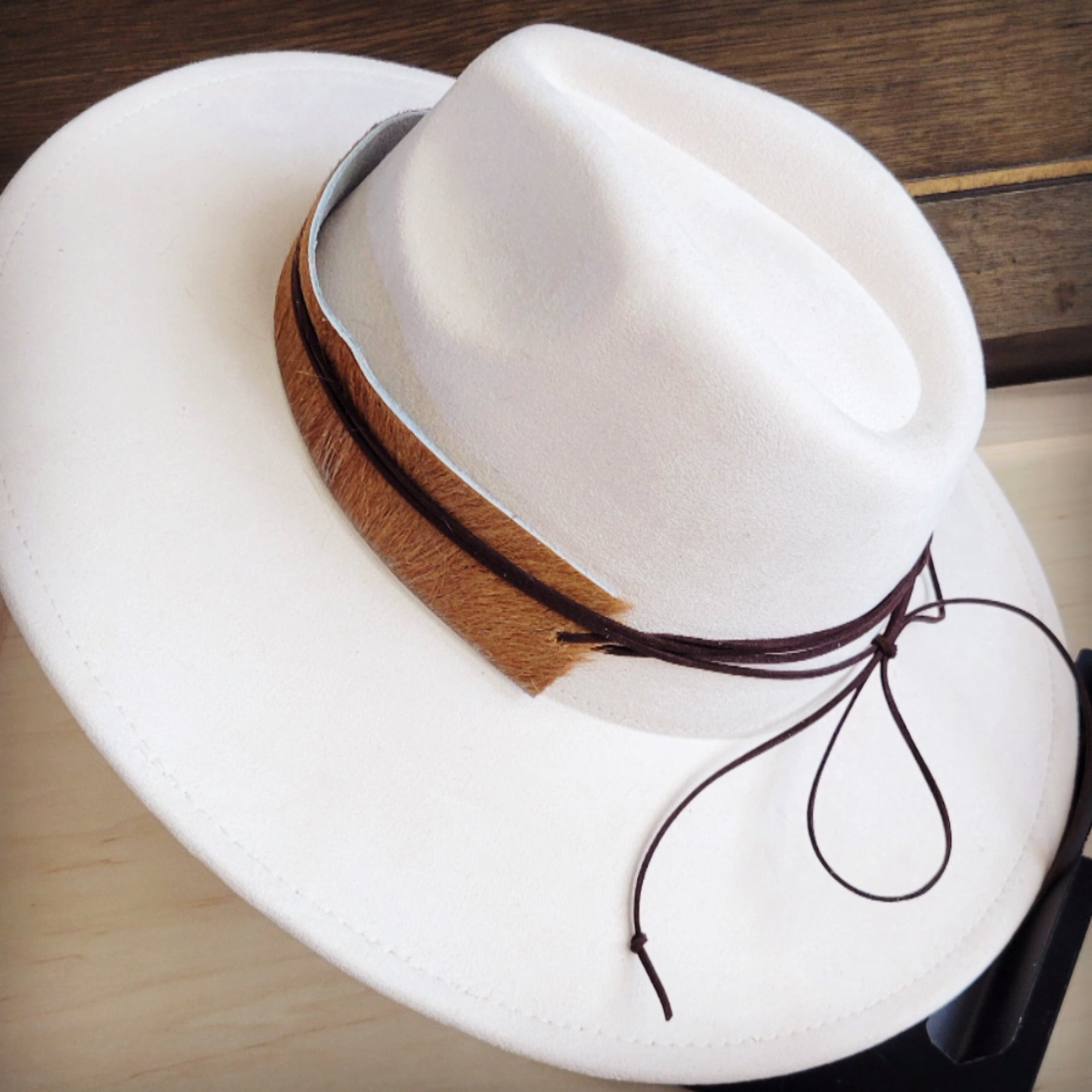 Wide Hair Hide Leather Tan Hat Band Only 954h