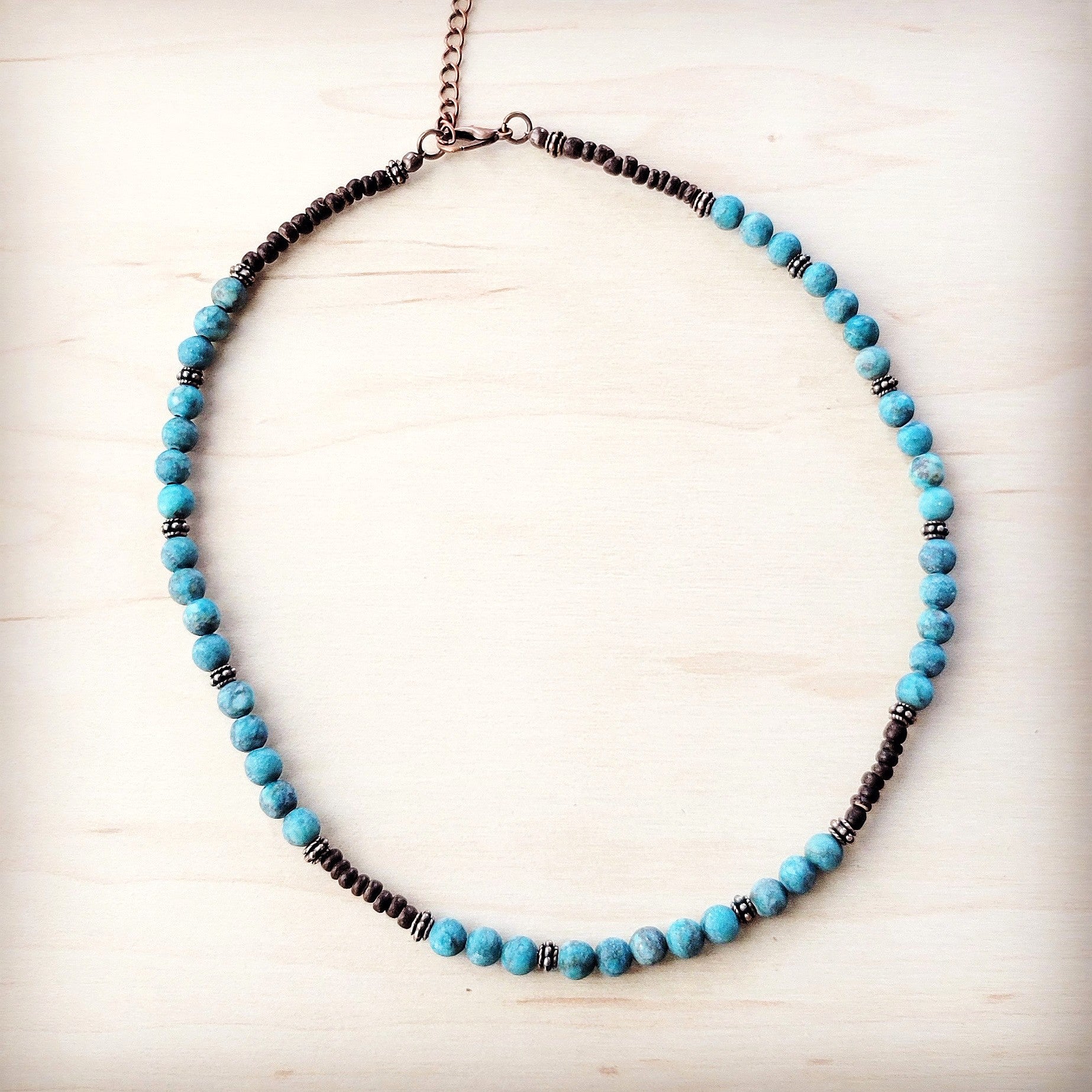 **Natural American Turquoise Beaded Collar Necklace 262f