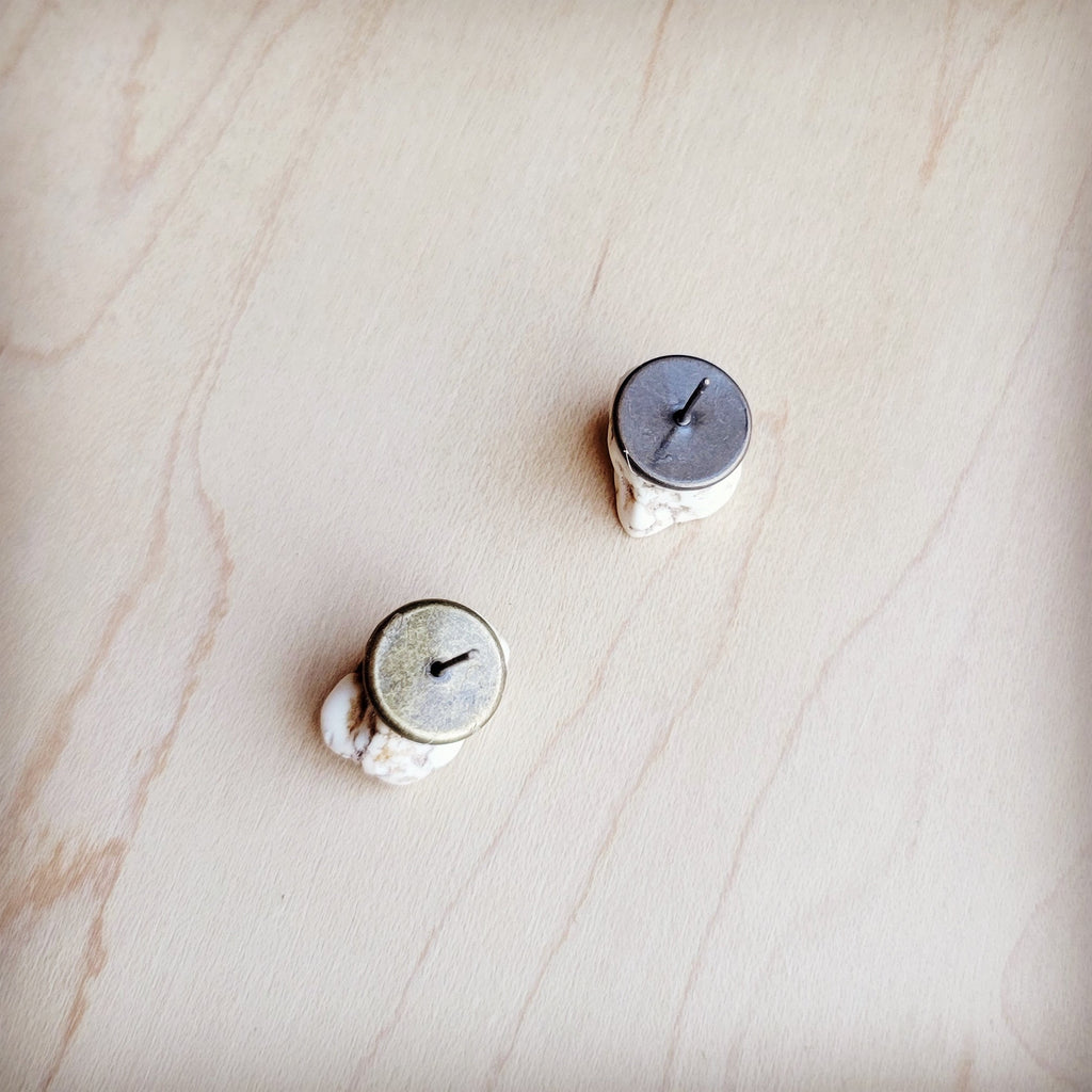 White Turquoise Stud Earrings 224k