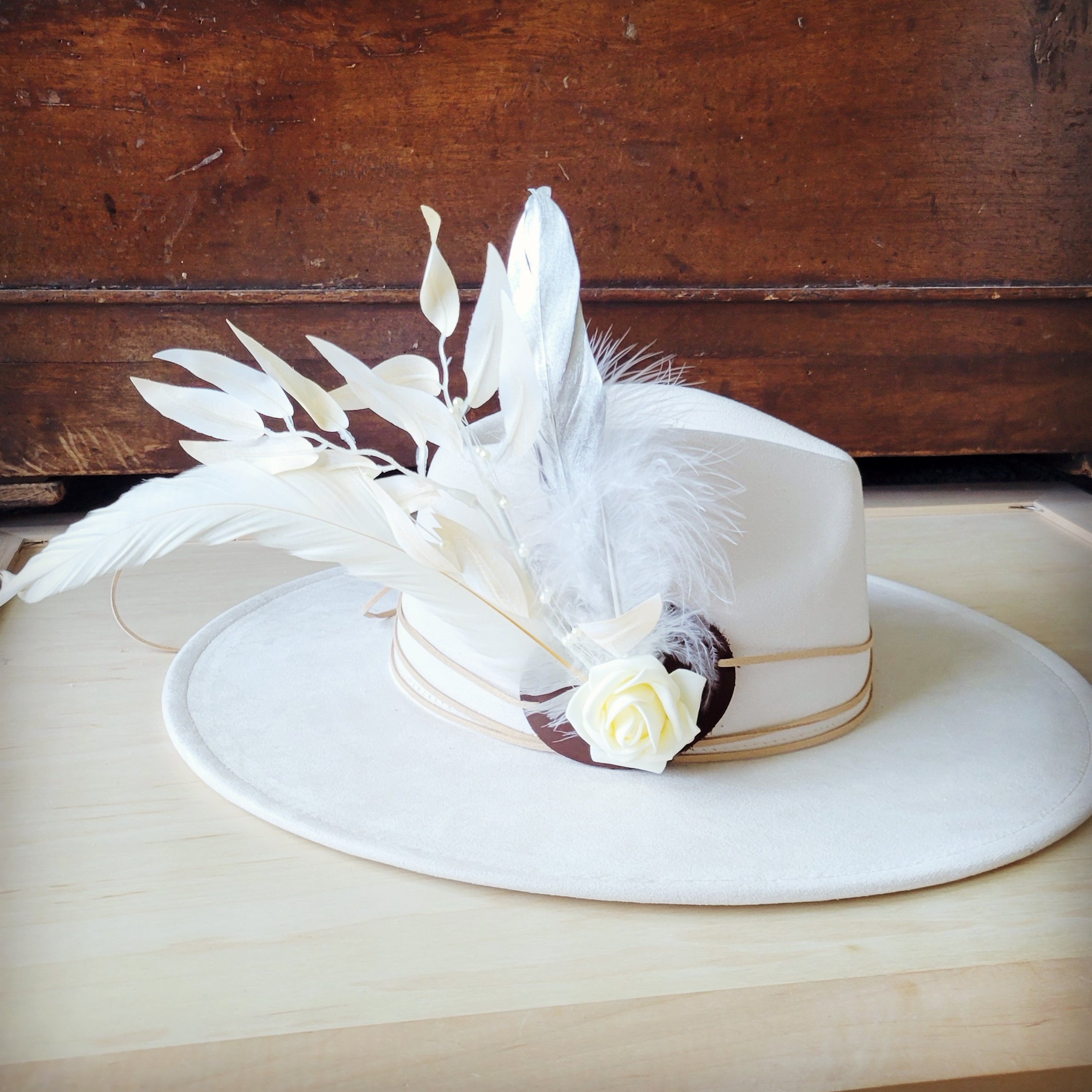 Boho Western Wedding Floral Bridal Hat Band Only Silver 987g