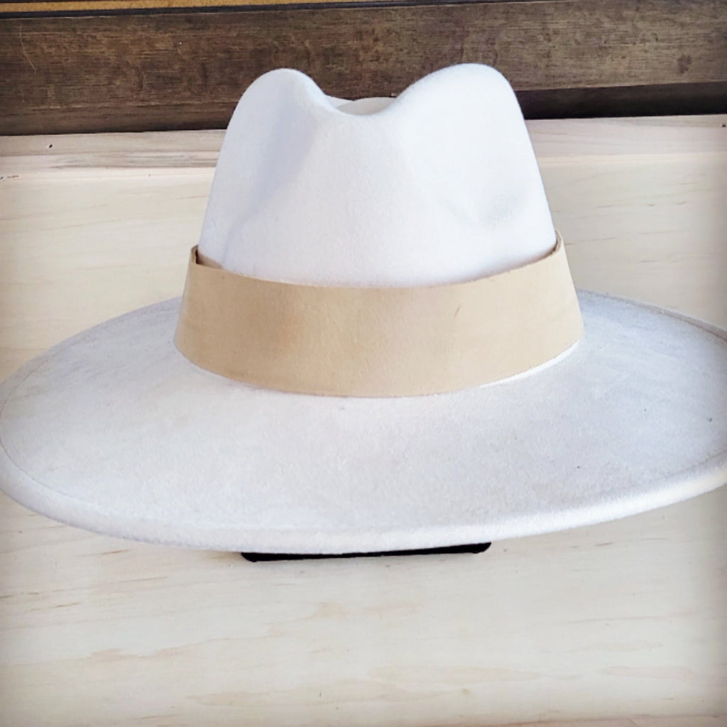 Wide Genuine Leather Bone Suede Hat Band Only 953w
