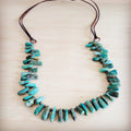 Natural Turquoise Stacked Stone Necklace with Leather Ties 263e