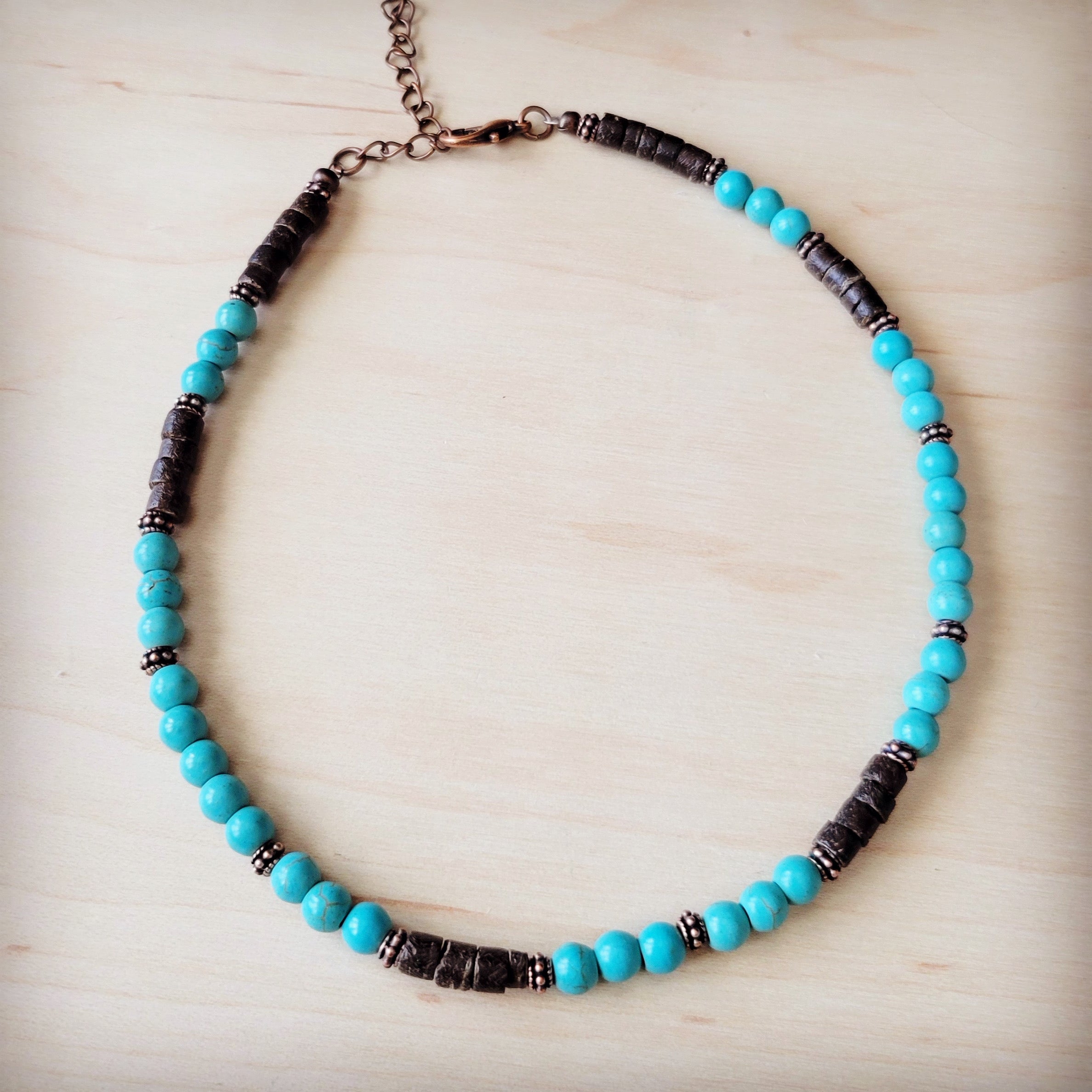 **Natural American Turquoise Beaded Collar Necklace 262f