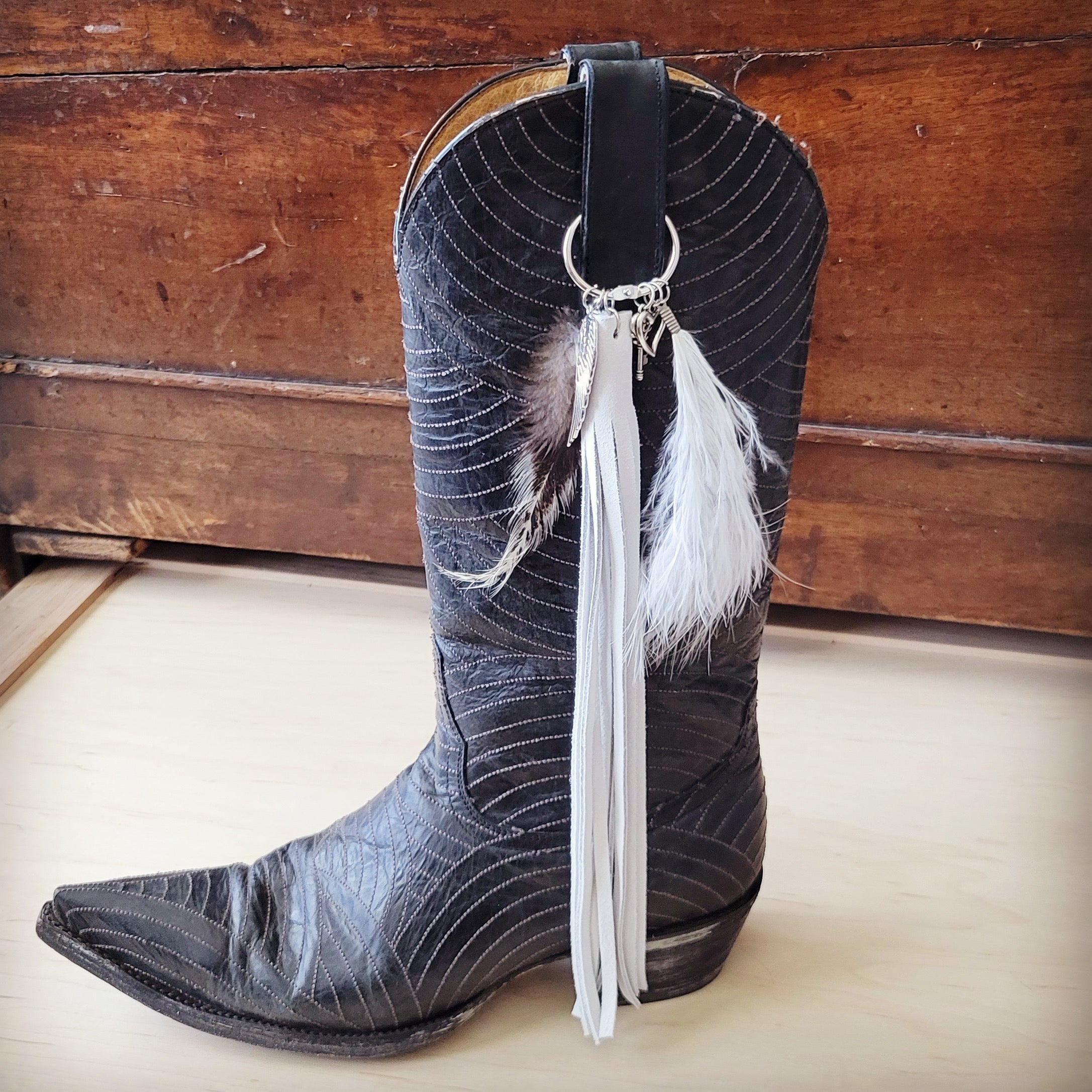 Wedding Boho Western Leather Boot Bling Wing & Heart 500p
