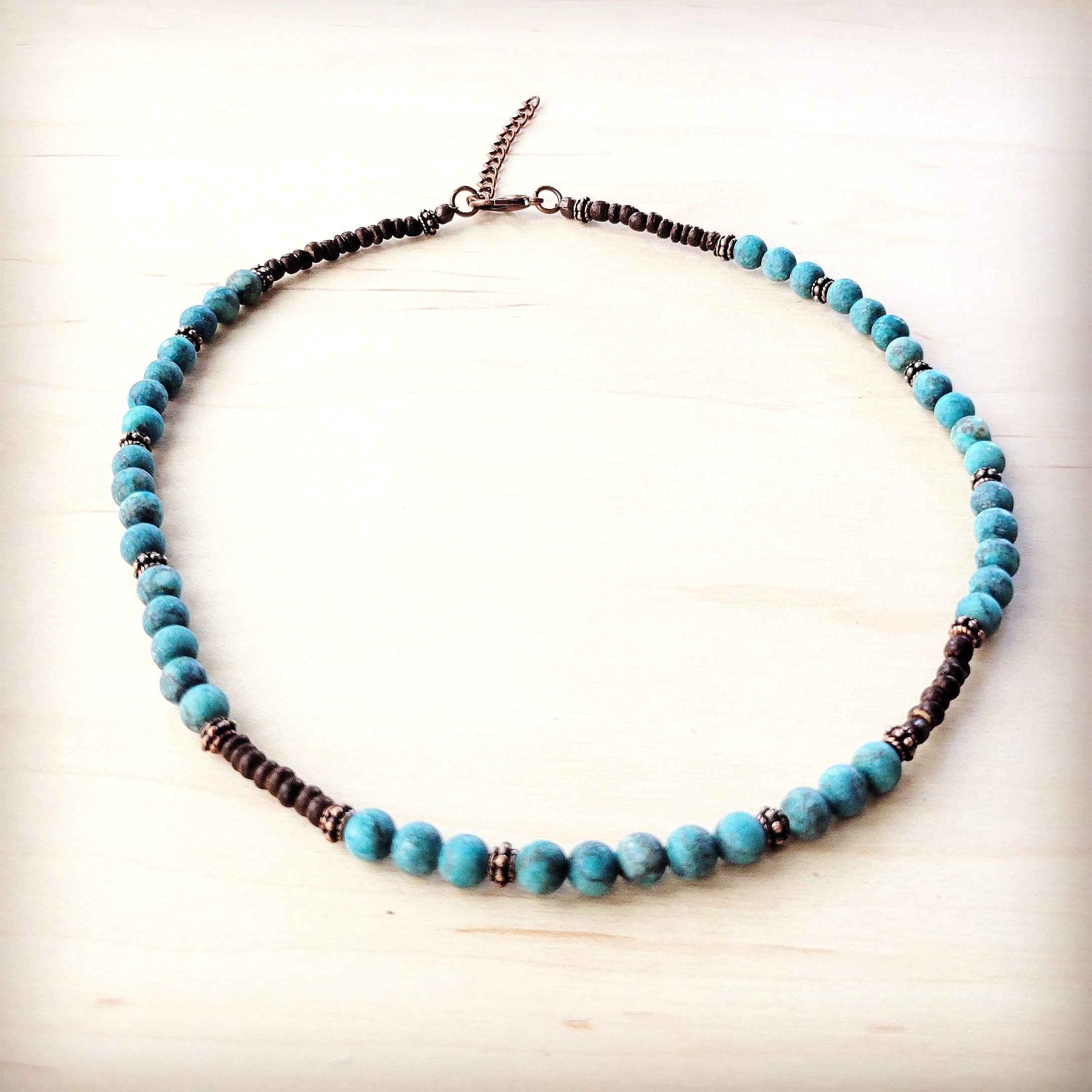 **Natural American Turquoise Beaded Collar Necklace 262f