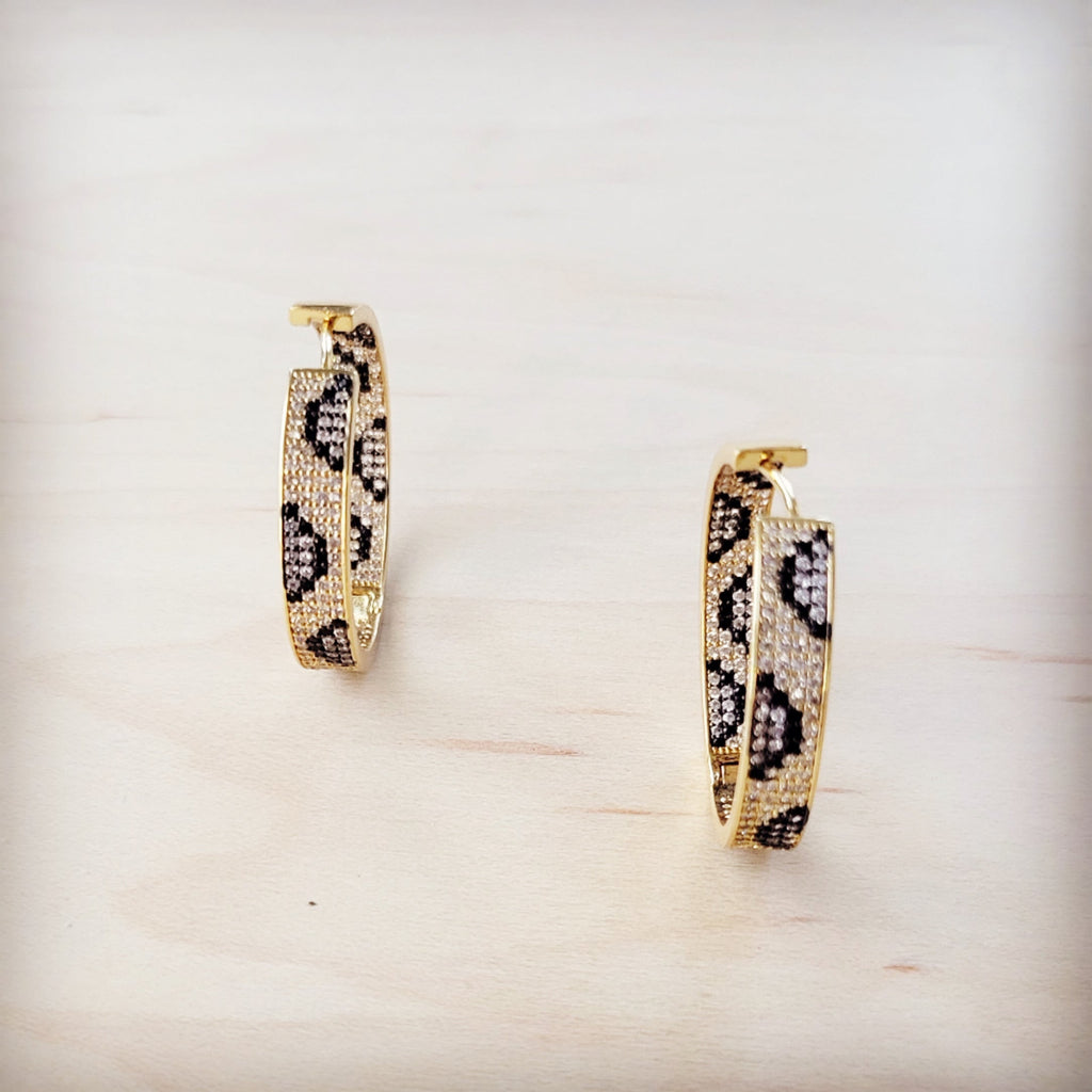 Chic Spotted Contour Gold Hoop Earrings 219cj