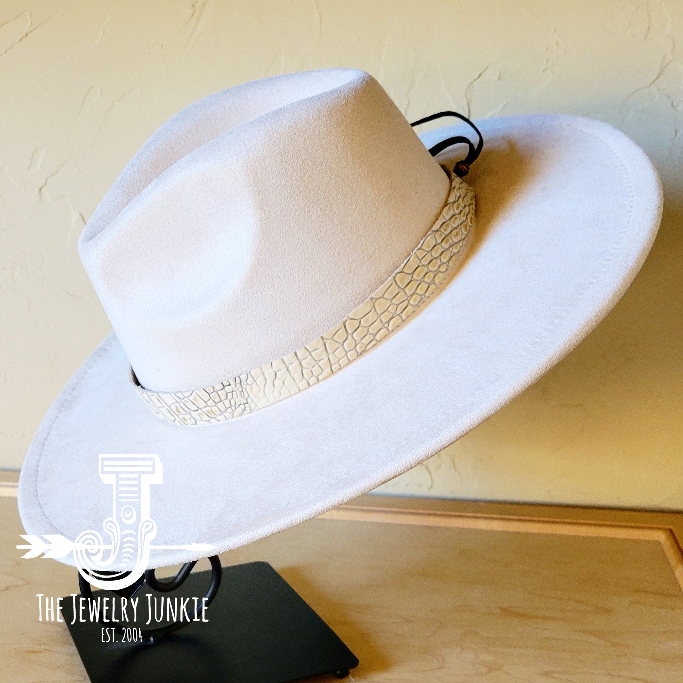 Boho Western Felt Hat w/ Choice of Leather Hat Band w/ Turquoise Slab-Bone 980i