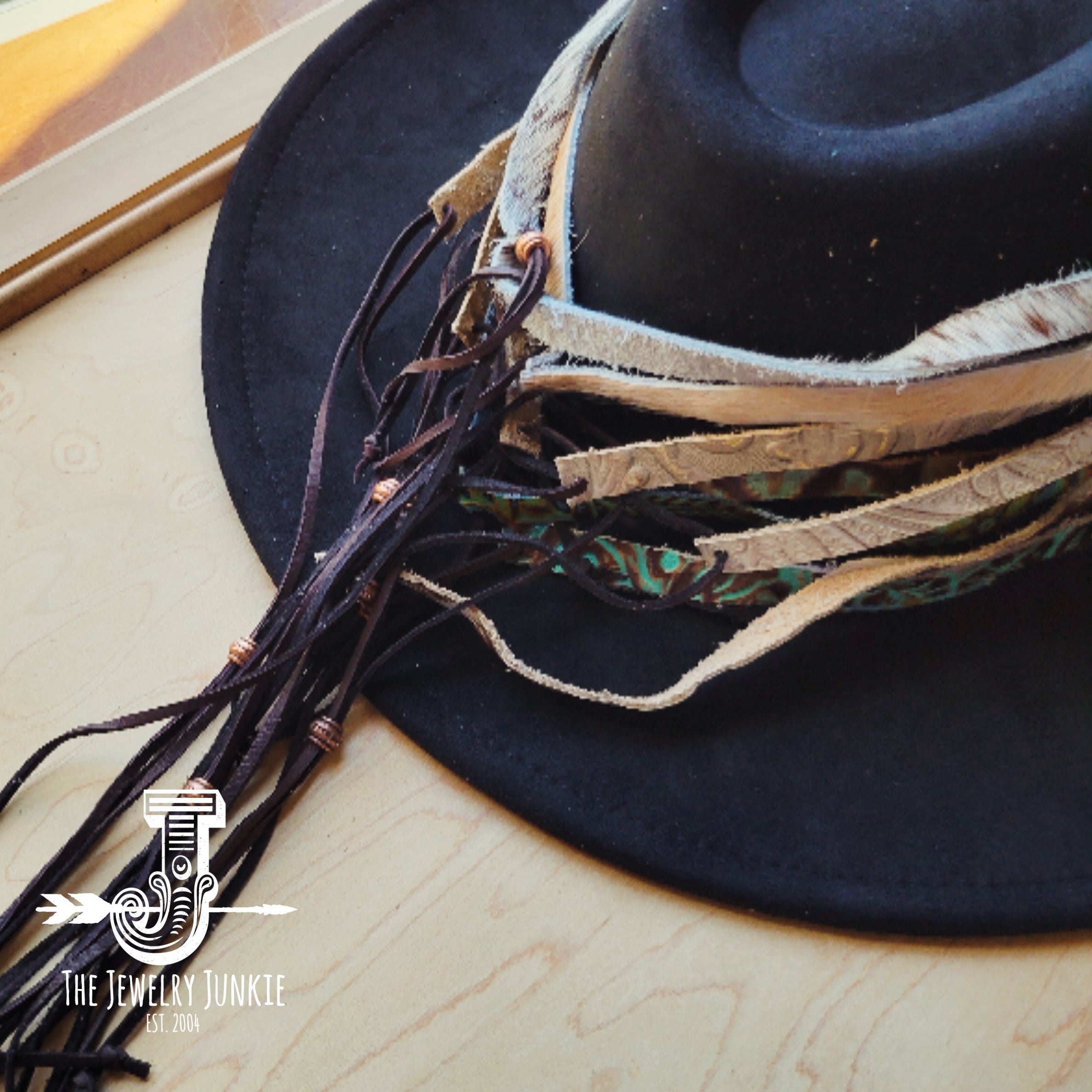 Turquoise Navajo Embossed Leather Hat Band Only 950b