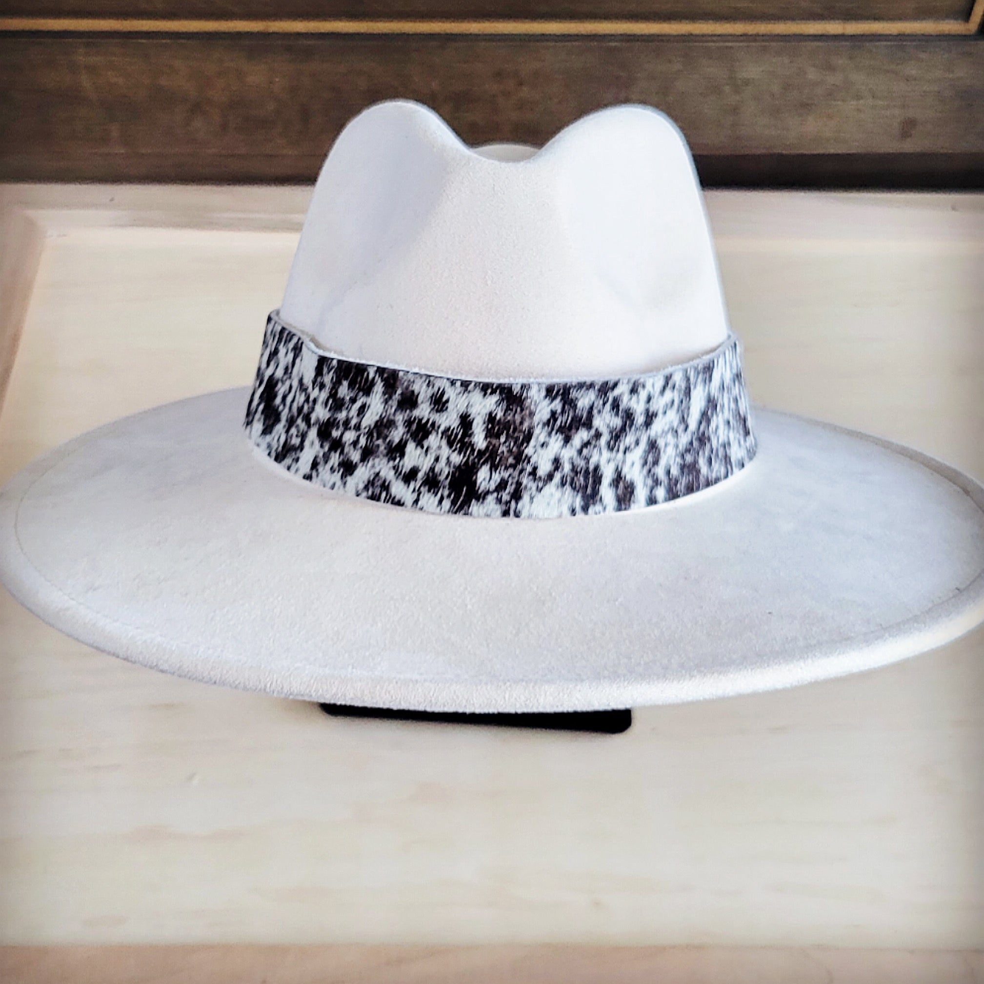 Wide Genuine Hair Hide Black Spotted Hat Band Only 953x