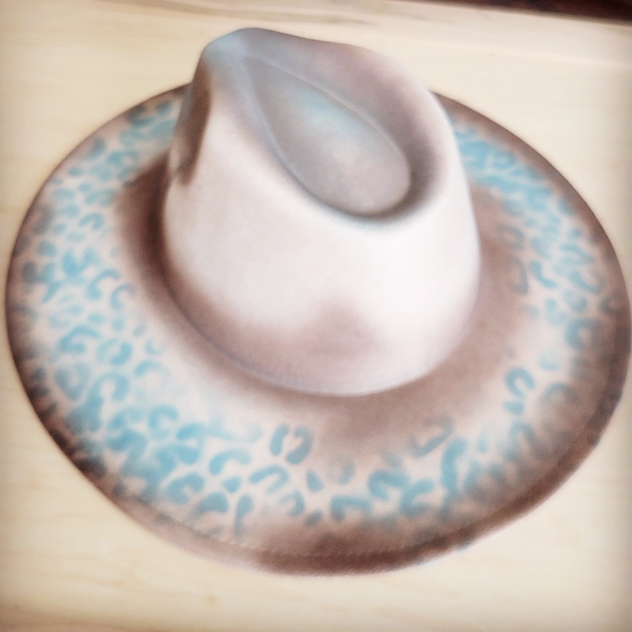 Hand-Painted Leopard Boho Western Cowgirl Hat Only-Brown/Turq 986r