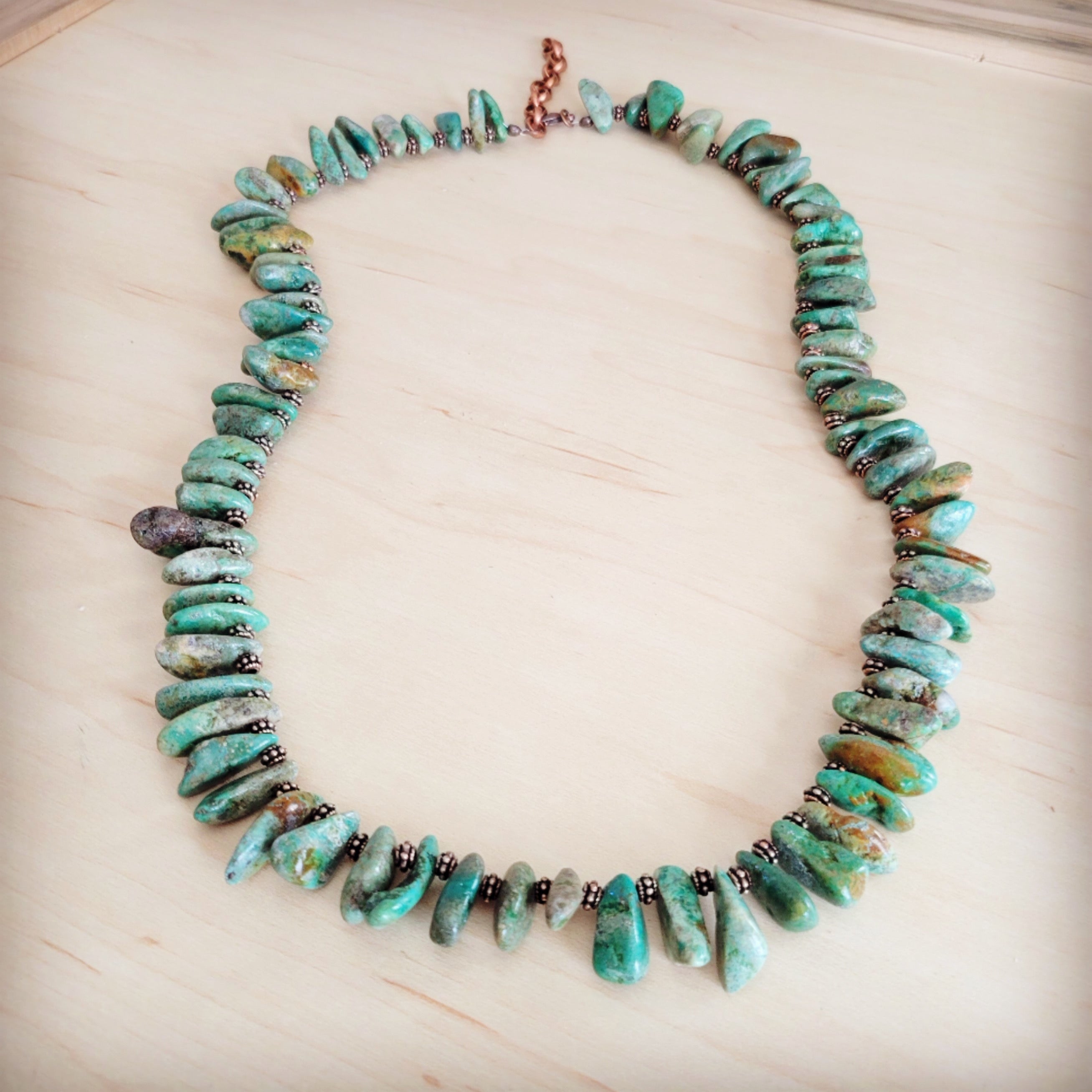 Natural Turquoise Stacked Stone Necklace Matinee Length 263f
