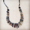 Picasso Jasper Slab Necklace w/ Genuine Leather Ties 261g