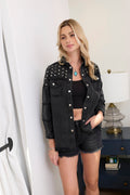 Pearl Dust Jacket in black Washed