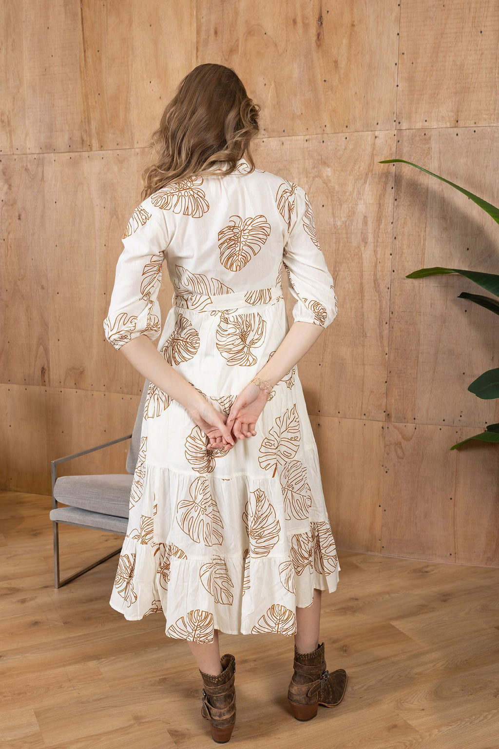 Botanica Moon Maxi Dress in Shadow White