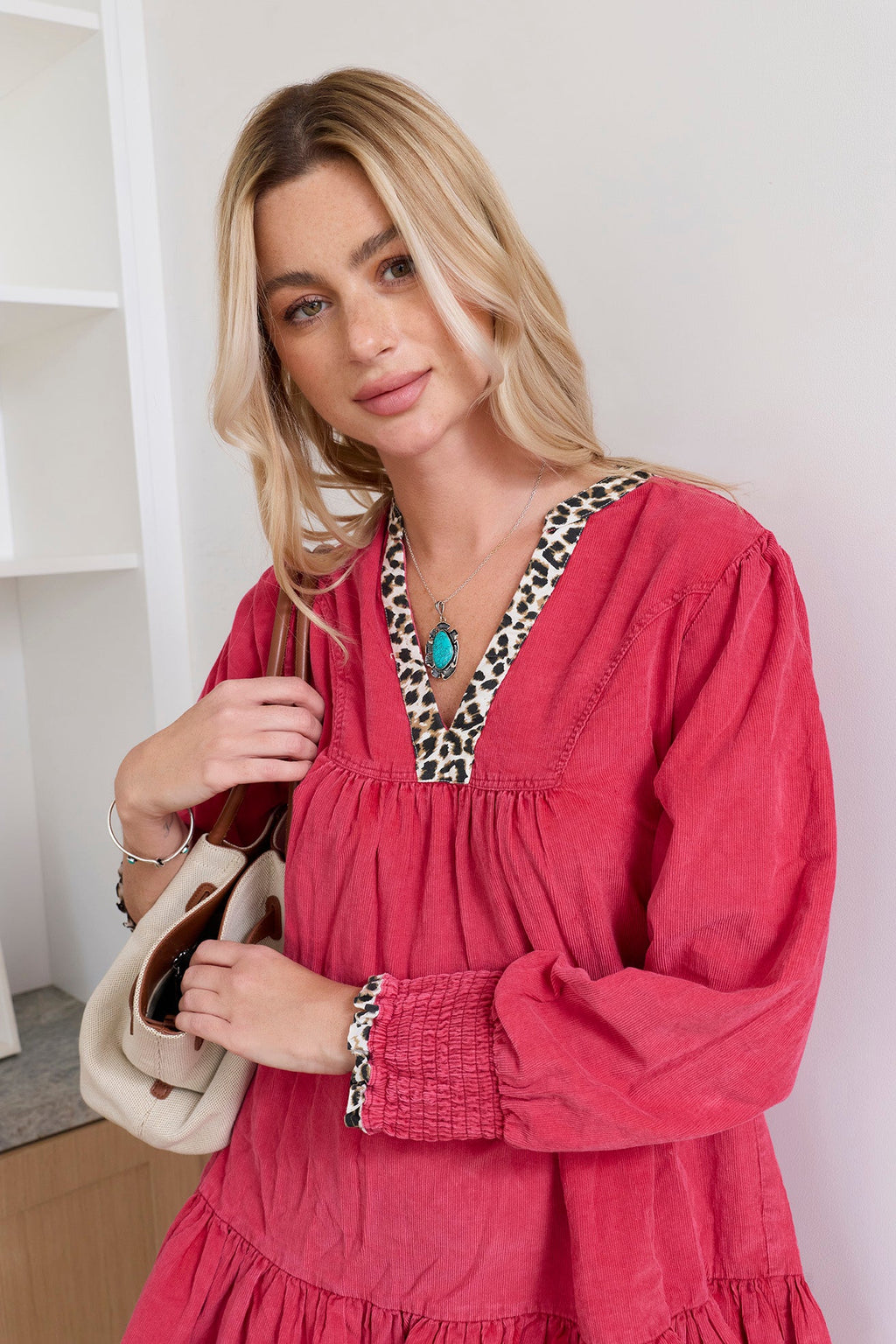 Pink Prowler Corduroy Dress in Panther Pink
