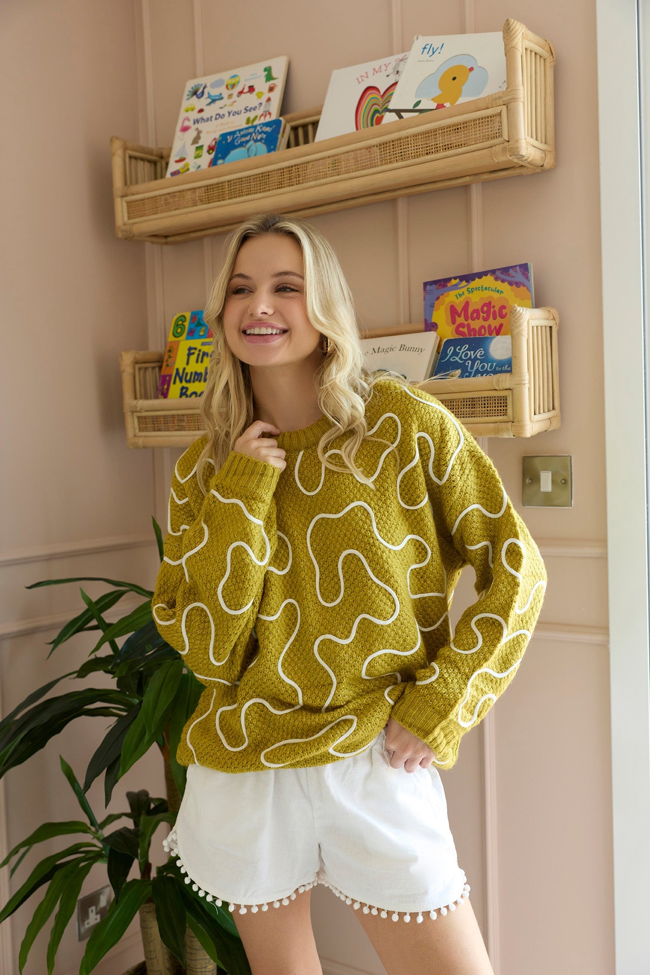 Twist of West Knitted Sweater in Yellow