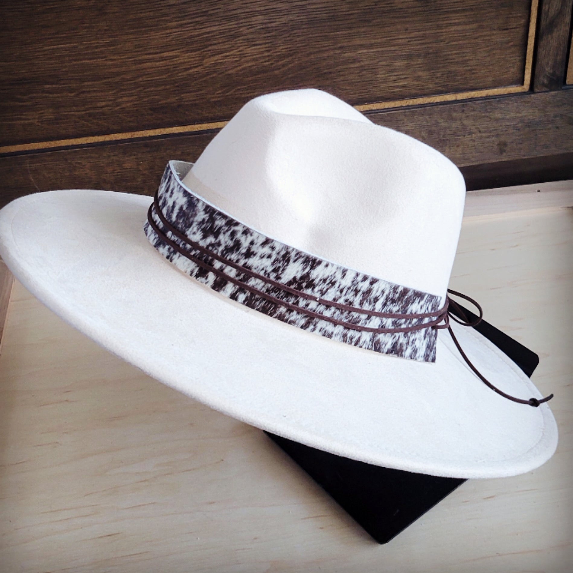 Wide Genuine Hair Hide Black Spotted Hat Band Only 953x