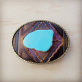 Rope Edge Magenta Navajo Leather Belt Buckle w/ Blue Turquoise 907z