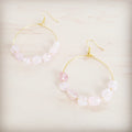 **Beaded Hoop Earrings- Genuine Natural Rose Quartz Stones 200bk