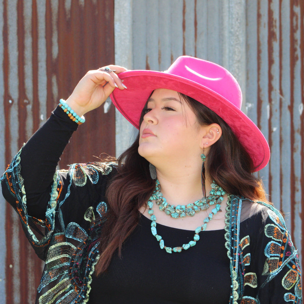 **Long Blue Turquoise and Wood Necklace 259k