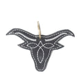 Longhorn Charm Leather Key Fob in Black