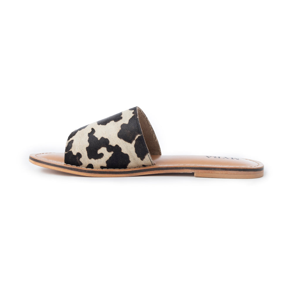 Myra Mojave Herd Hairon Leather Sandals in Creamhide White