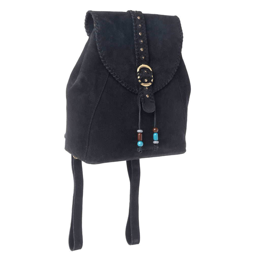 Myra Yellowstone Ironwood Studded Suede Leather Concealed Carry Bag in Shadow Black