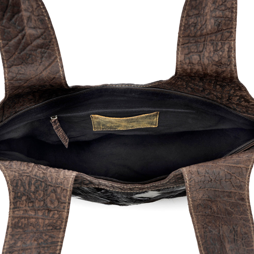 Pecos Wind Weave Pattern Leather & Hairon Bag
