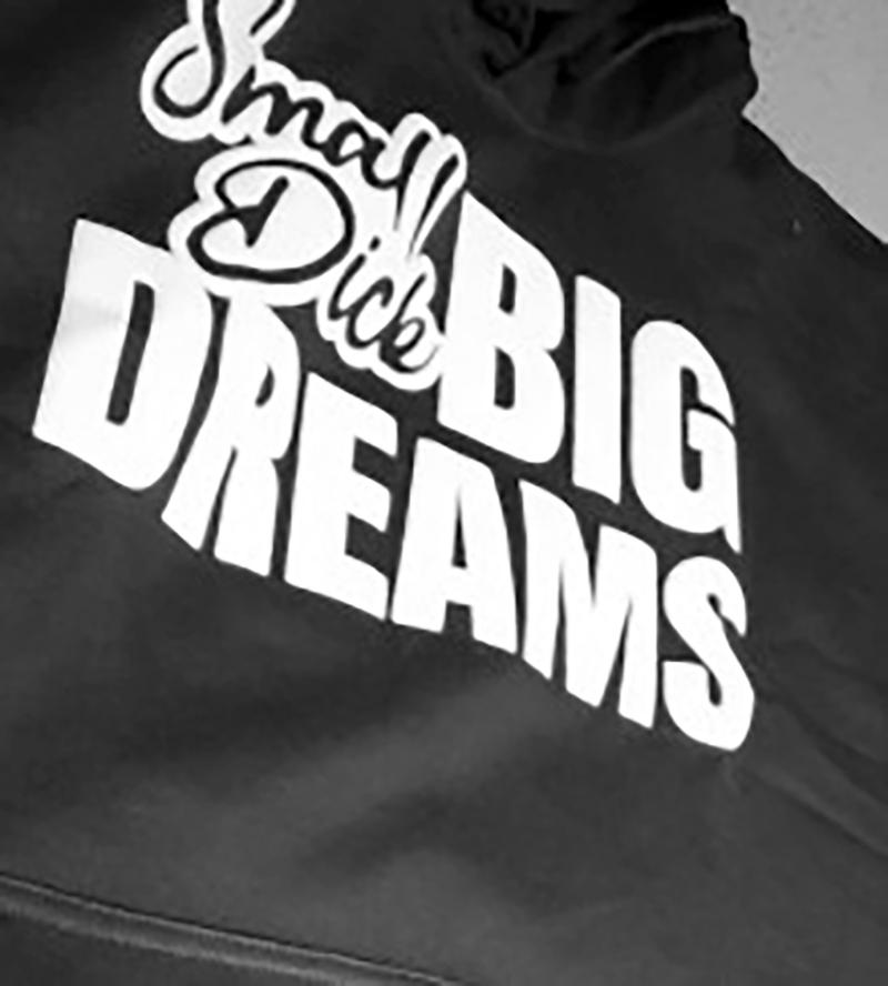 Small Dick Big Dreams | Funny Black and Neon Yellow Adult Hoodie