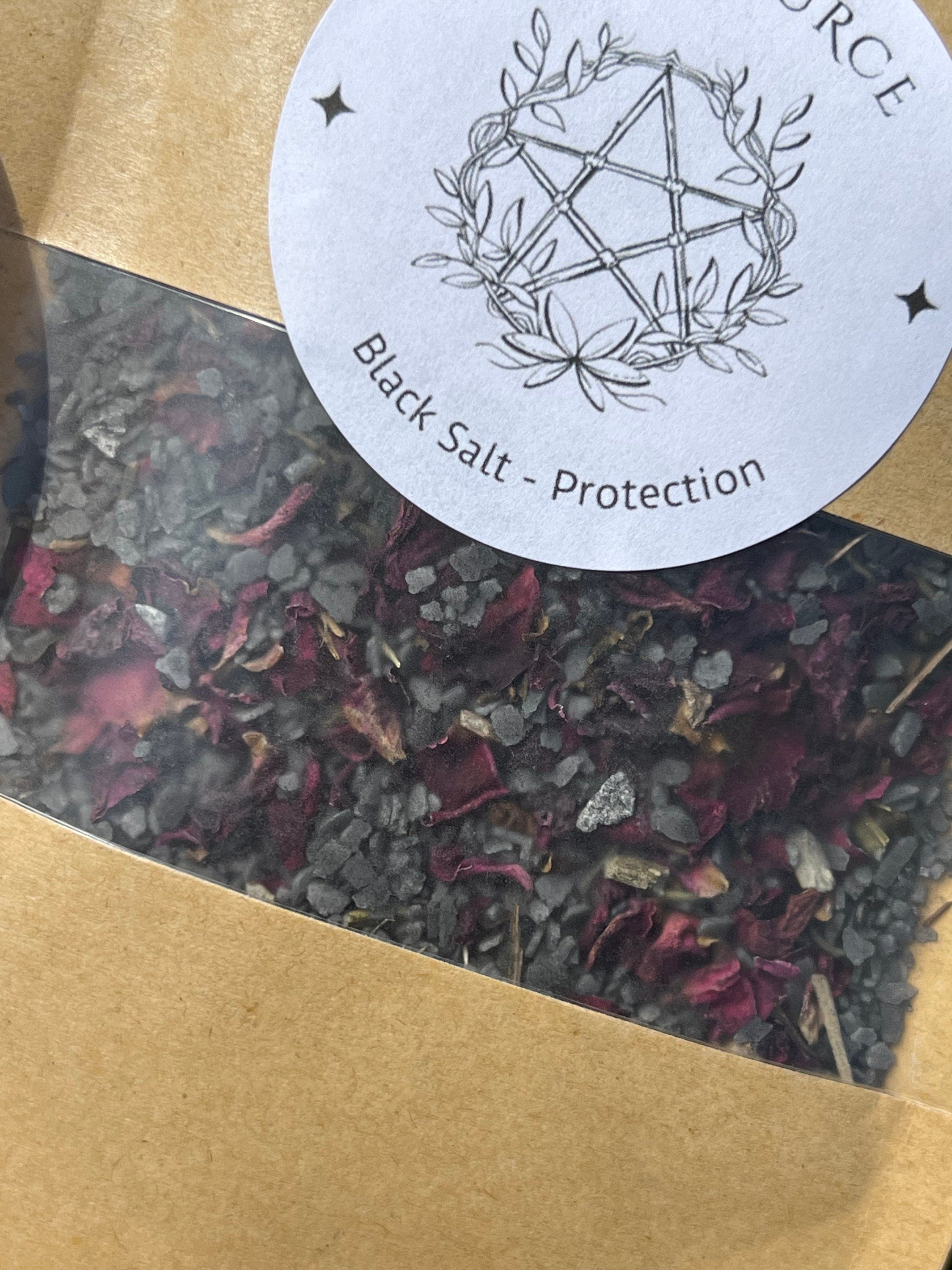 Witches Black Salt Herbal Blend | Spellcasting Ritual Spiritual Fiery Wall of Protection Reversal Altar Spell Tool Pagan Witchcraft New Age