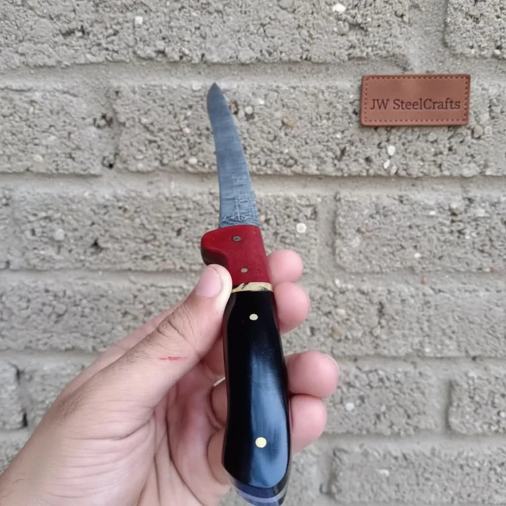 Handmade Damascus Boning Knife, JW SteelCrafts, Full Tang Fillet with Micarta and Resin Handle