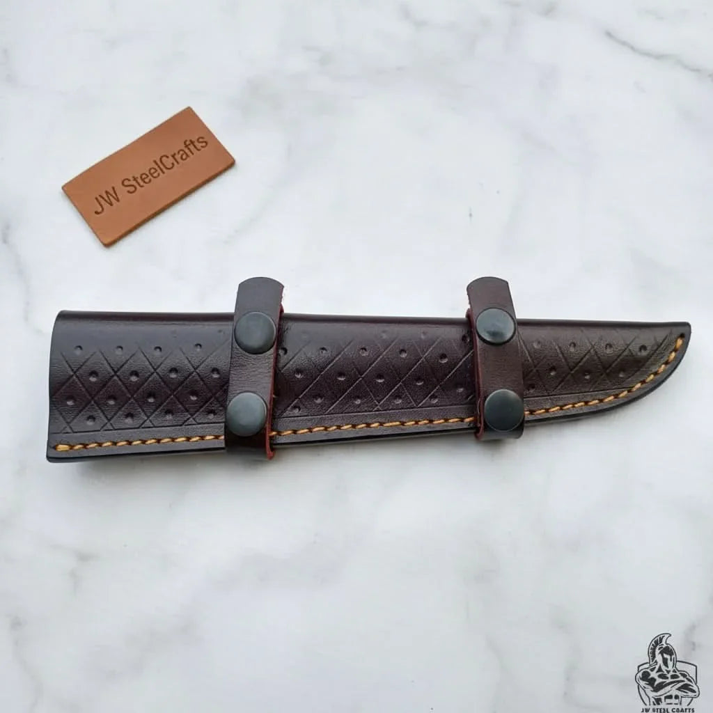 Handmade Fillet Knife – 13 Inch , Narrow Fish Filleting Blade with Engraved Bone and Wood Handle, Full Tang Fishing Knife with Leather Sheath