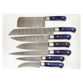 Purple Wood Handle Damascus Kitchen Knife Set | Professional Cooking Knives by JW SteelCrafts
