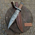 Handcrafted Frontier Bowie Knife in Forged Damascus Steel with Lace Wood Handle