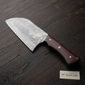 10 Inch Chinese-Style Vegetable Cleaver — Textured Damascus Blade with Rosewood Handle (11-Inch Overall)