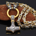 Vikings Snake Mjolnir Stainless Steel King Chain Necklace