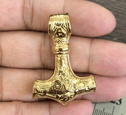 Vikings Golden Mjolnir Stainless Steel Necklace