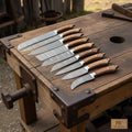 8-Piece Handmade Damascus Kitchen Knife Set with Walnut Wood Handles